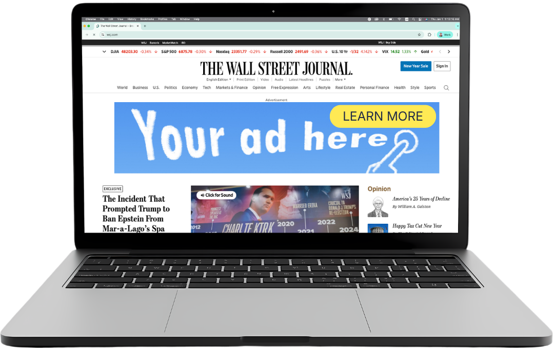Laptop display ad example