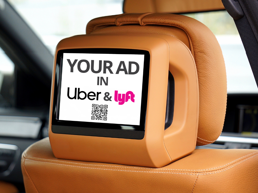 Rideshare advertising inside an Uber or Lyft vehicle